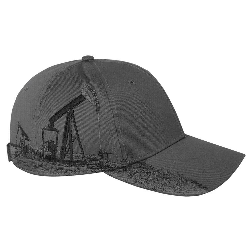 NEW Dri Duck Oil Rig Field Graphic Design Embroidered Grey Adjustable Hat Cap